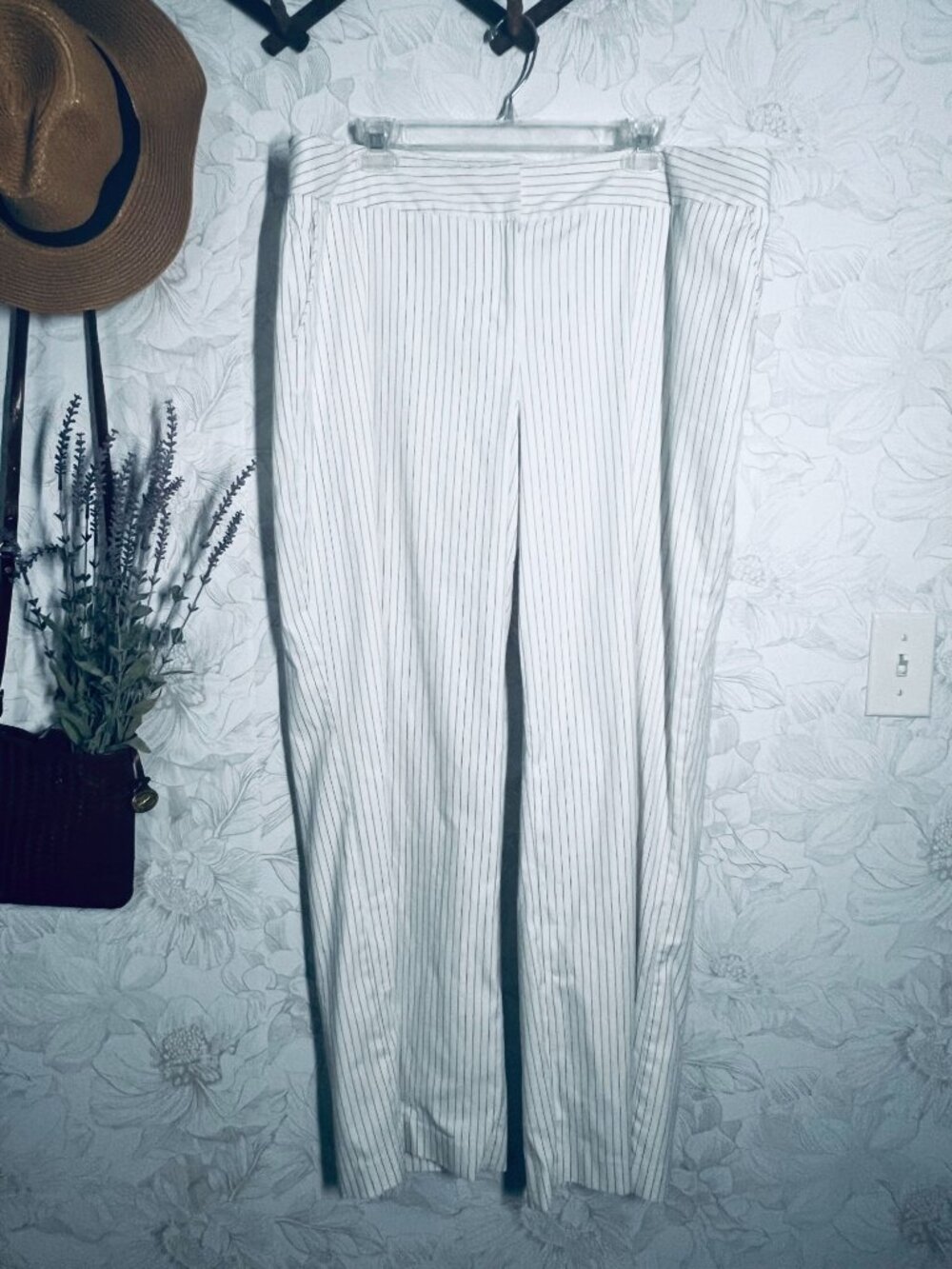 Lane Bryant Womens White & Black Striped Fully Lined Dress Pants Size 18 Average
